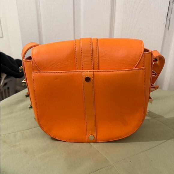 NWT LUANA ITALY SEDGWICK LARGE LEATHER SADDLE BAG orange - Picture 7 of 8